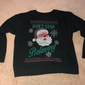 Christmas sweatshirt- don’t stop believing